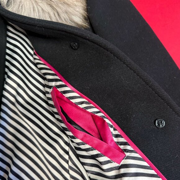 Kate Spade Wool Blend Peacoat with Detachable Faux Fur Collar, Size S - Picture 9 of 10